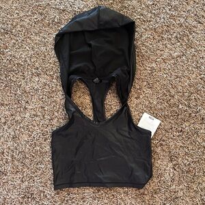 Victoria S Black Sleeveless Top with hood